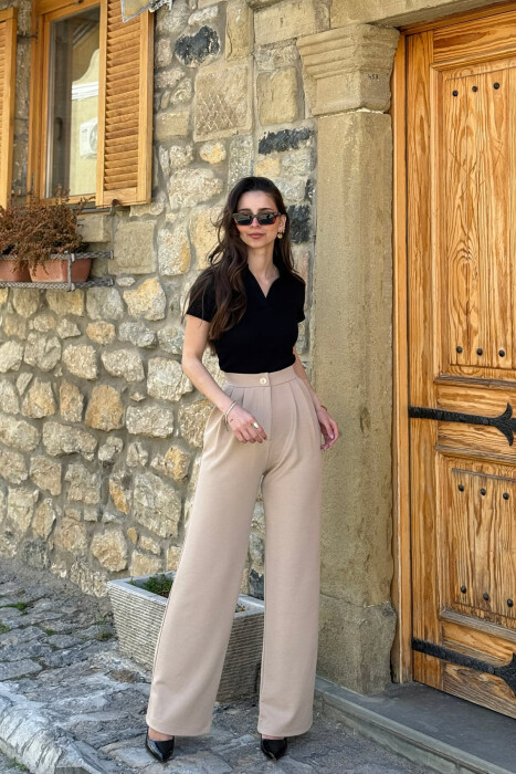 ONE COLOR SIMPLE WOMAN TROUSERS BEIGE/BEZHE 