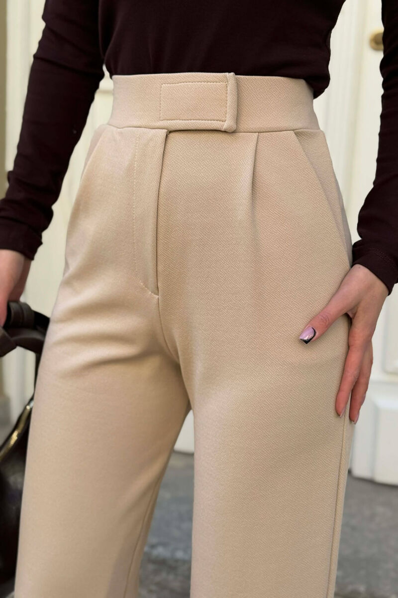 ONE COLOR SIMPLE WOMAN TROUSERS BEIGE/BEZHE - 4