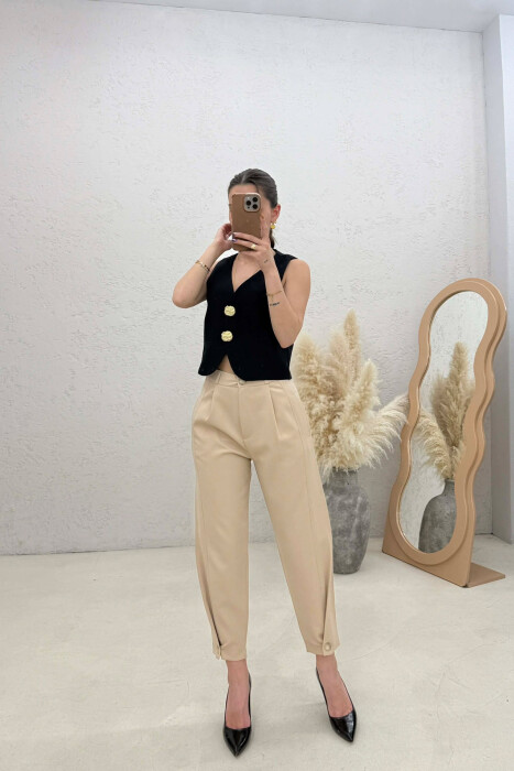ONE COLOR SIMPLE WOMAN TROUSERS BEIGE/BEZHE - 1