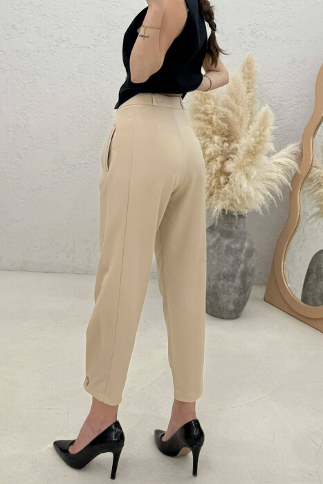 ONE COLOR SIMPLE WOMAN TROUSERS BEIGE/BEZHE - 2