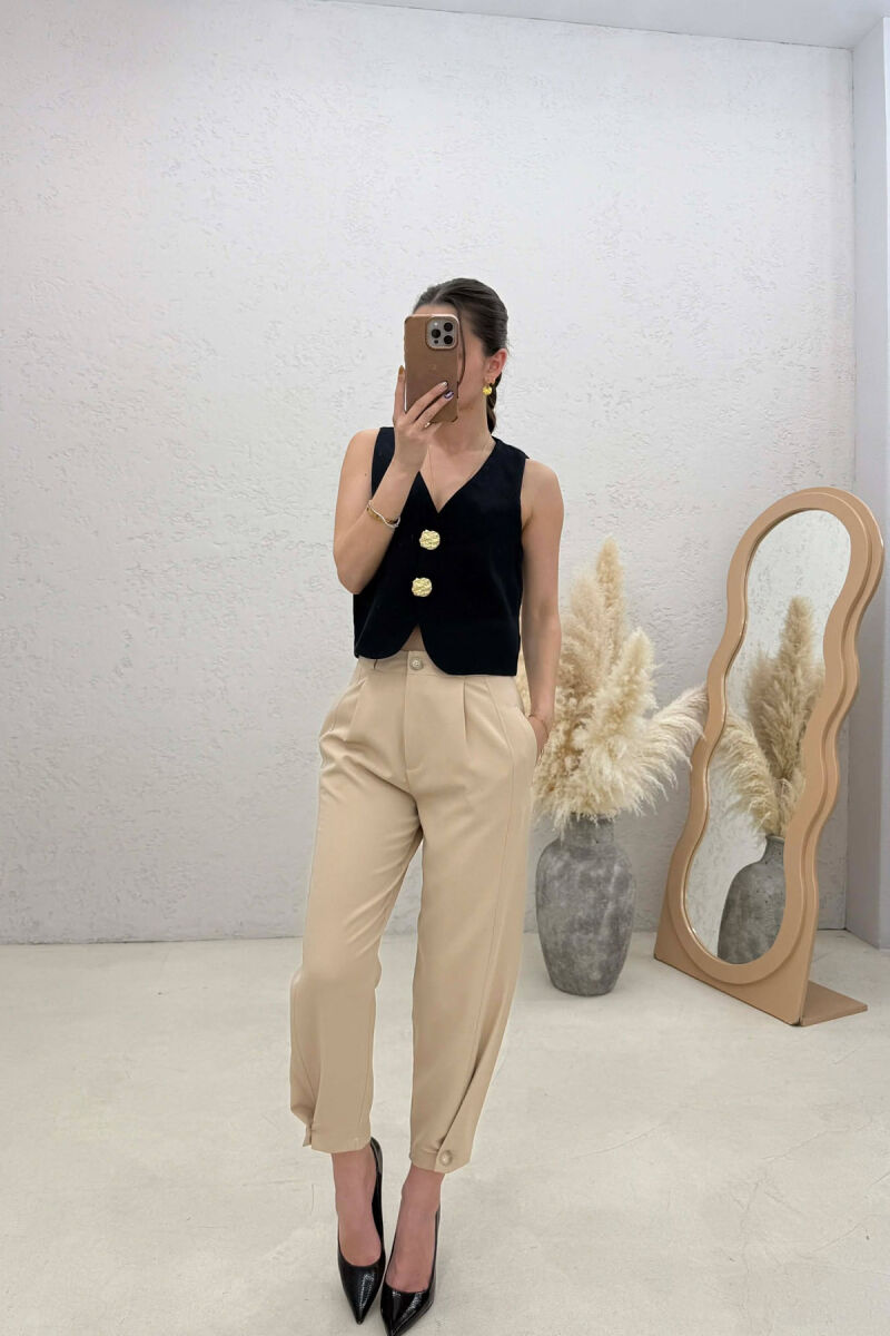 ONE COLOR SIMPLE WOMAN TROUSERS BEIGE/BEZHE - 4