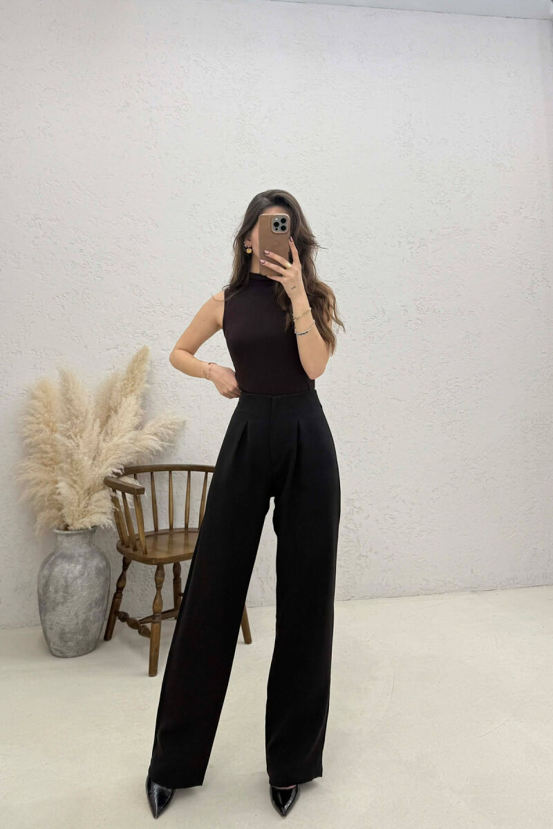 ONE COLOR SIMPLE WOMAN TROUSERS BLACK/ E ZEZE - 1