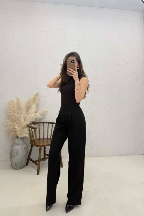 ONE COLOR SIMPLE WOMAN TROUSERS BLACK/ E ZEZE - 2