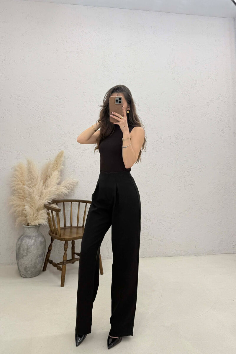 ONE COLOR SIMPLE WOMAN TROUSERS BLACK/ E ZEZE - 2