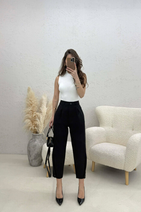 ONE COLOR SIMPLE WOMAN TROUSERS BLACK/ E ZEZE - KLAUDIO FASHION