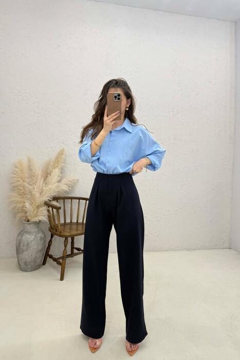 ONE COLOR SIMPLE WOMAN TROUSERS BLUE/BLU 