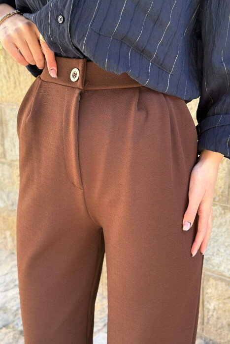 ONE COLOR SIMPLE WOMAN TROUSERS DARK BROWN/KAE - 4