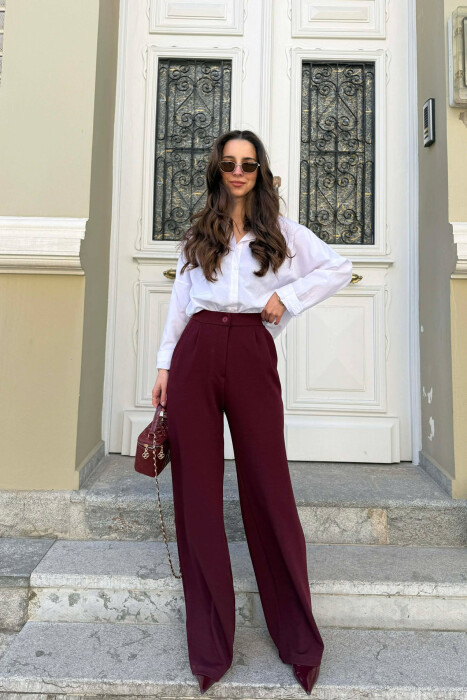 ONE COLOR SIMPLE WOMAN TROUSERS DARK BURGUNDY/VISHNJE E ERRET 