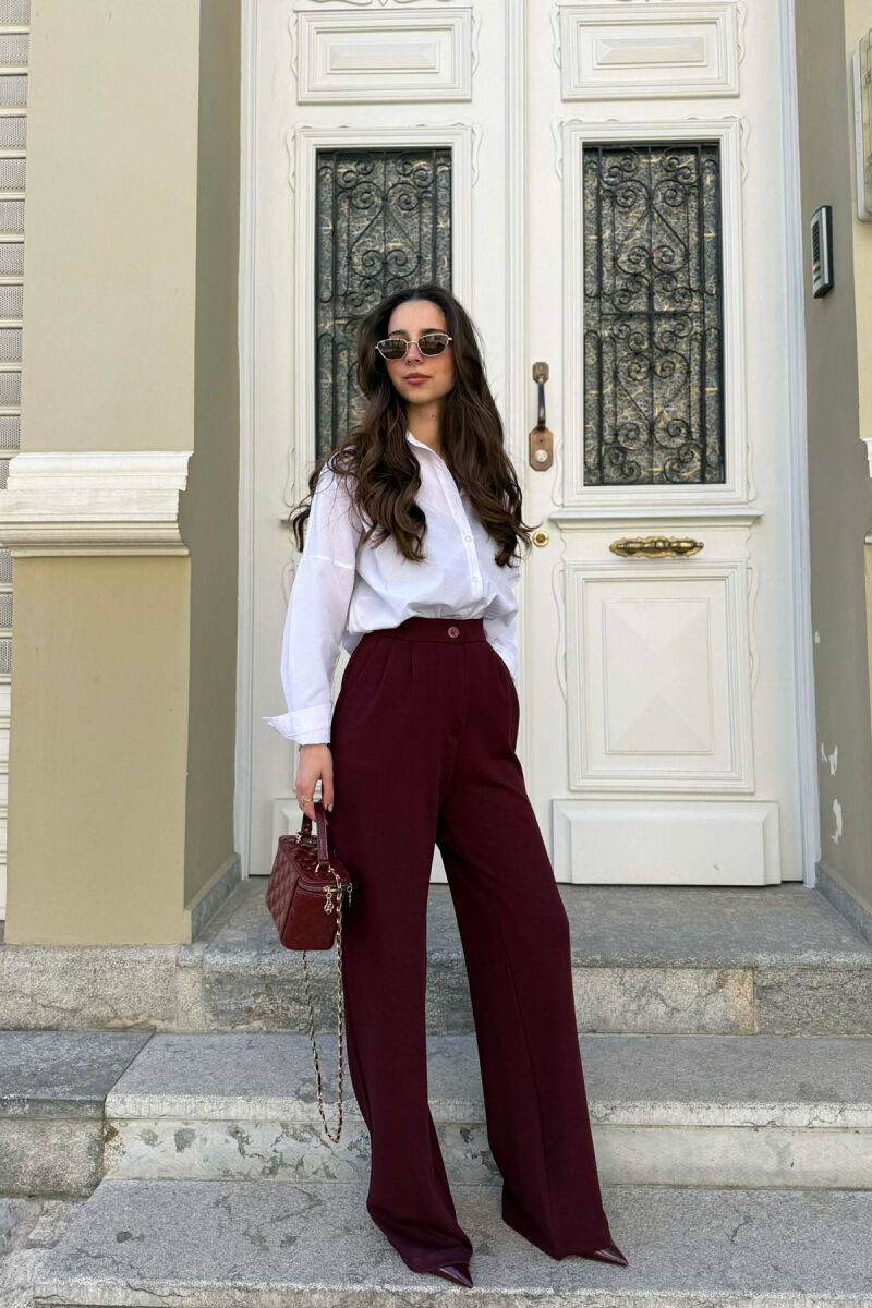 ONE COLOR SIMPLE WOMAN TROUSERS DARK BURGUNDY/VISHNJE E ERRET - 2