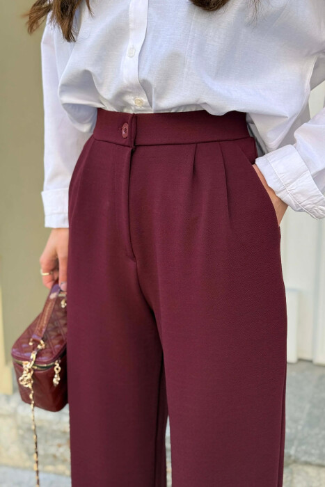 ONE COLOR SIMPLE WOMAN TROUSERS DARK BURGUNDY/VISHNJE E ERRET - 3