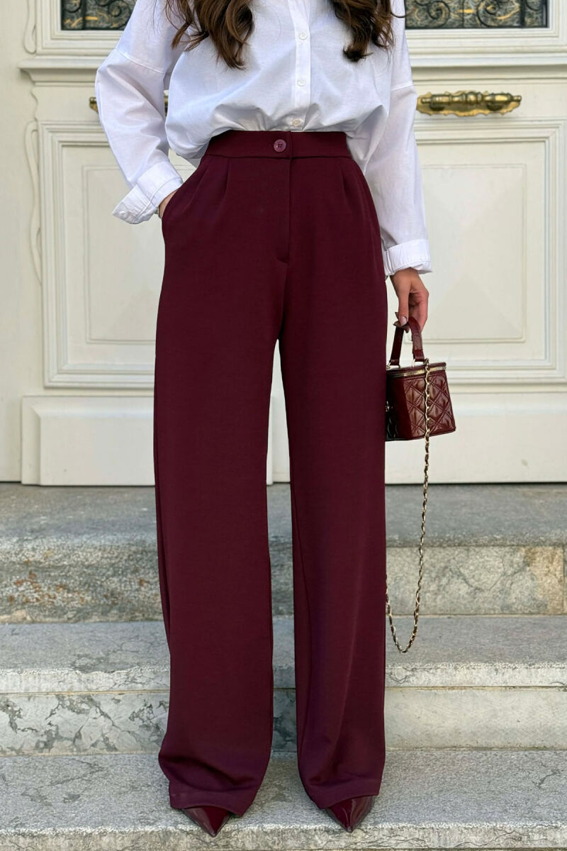 ONE COLOR SIMPLE WOMAN TROUSERS DARK BURGUNDY/VISHNJE E ERRET - 4