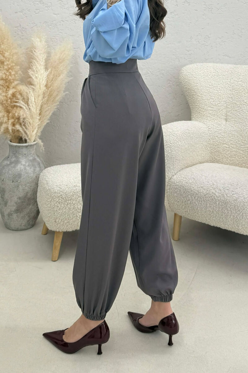 ONE COLOR SIMPLE WOMAN TROUSERS DARK GREY/GEE - 3