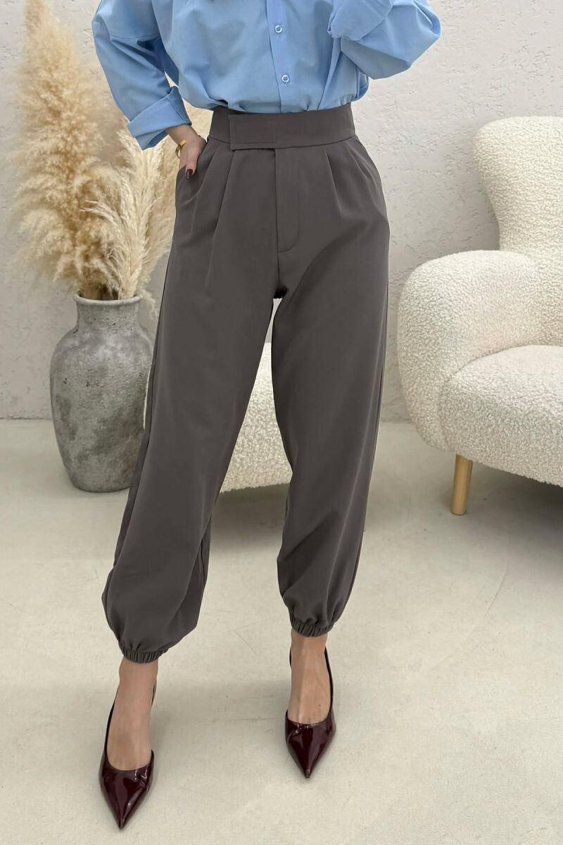 ONE COLOR SIMPLE WOMAN TROUSERS DARK GREY/GEE - 4