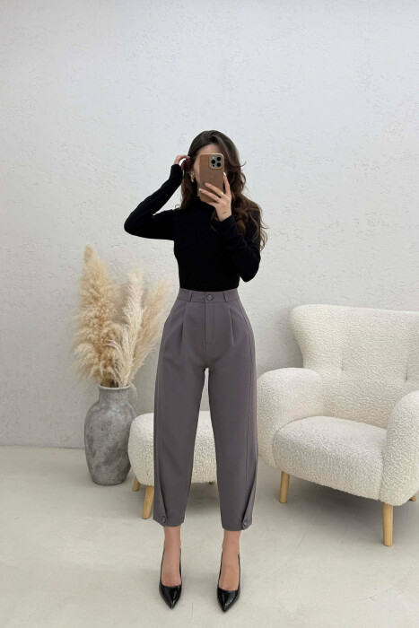 ONE COLOR SIMPLE WOMAN TROUSERS DARK GREY/GEE 