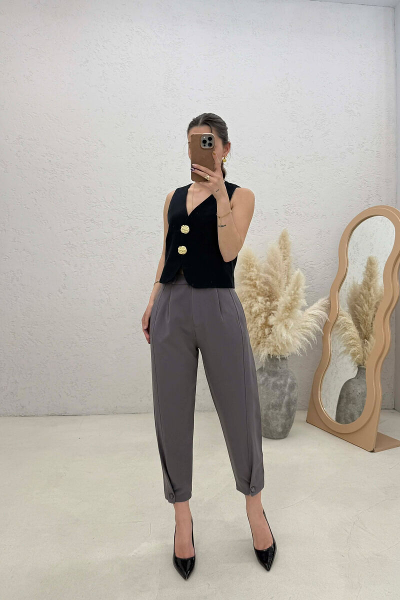 ONE COLOR SIMPLE WOMAN TROUSERS GREY-GREY/GG - 1