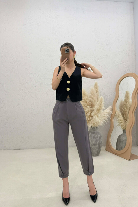 ONE COLOR SIMPLE WOMAN TROUSERS GREY-GREY/GG - 2