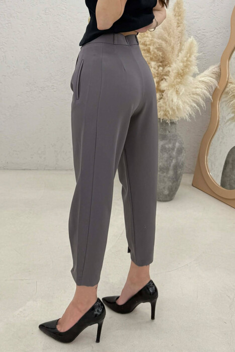 ONE COLOR SIMPLE WOMAN TROUSERS GREY-GREY/GG - 3