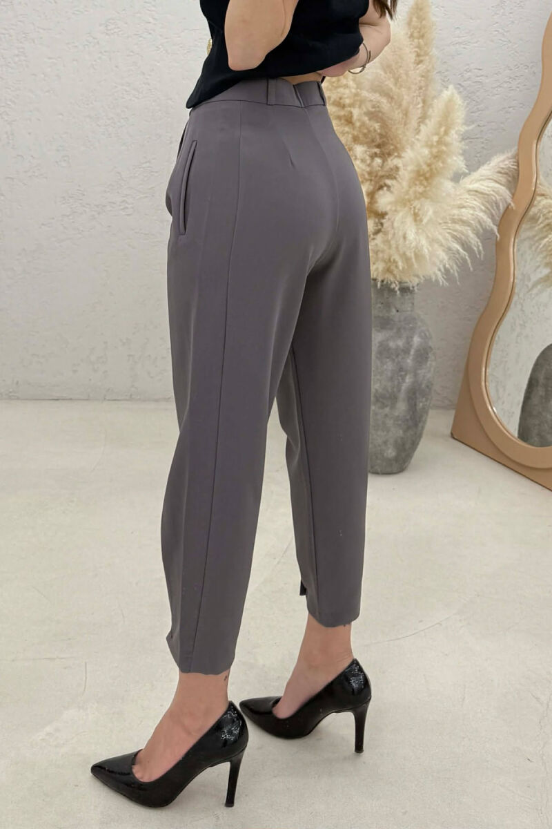 ONE COLOR SIMPLE WOMAN TROUSERS GREY-GREY/GG - 3