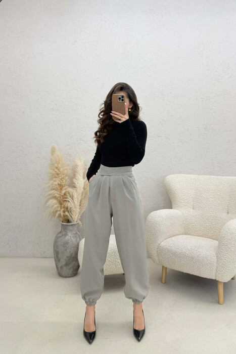 ONE COLOR SIMPLE WOMAN TROUSERS GREY/GRI - 2