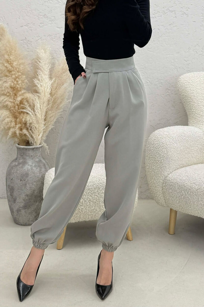 ONE COLOR SIMPLE WOMAN TROUSERS GREY/GRI - 3