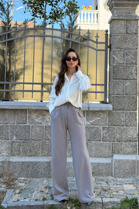 ONE COLOR SIMPLE WOMAN TROUSERS GREY/GRI 
