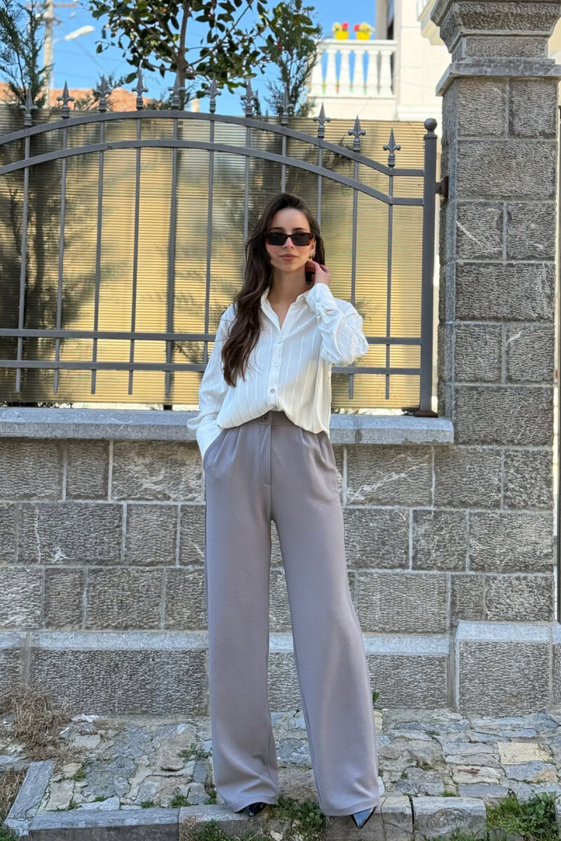 ONE COLOR SIMPLE WOMAN TROUSERS GREY/GRI - 1