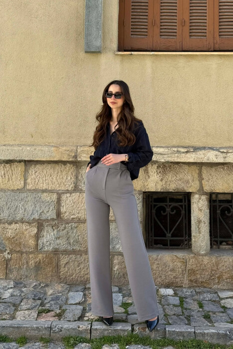 ONE COLOR SIMPLE WOMAN TROUSERS GREY/GRI - 2