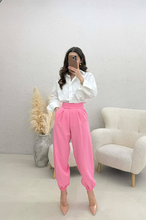 ONE COLOR SIMPLE WOMAN TROUSERS PINK/ROZE - 1