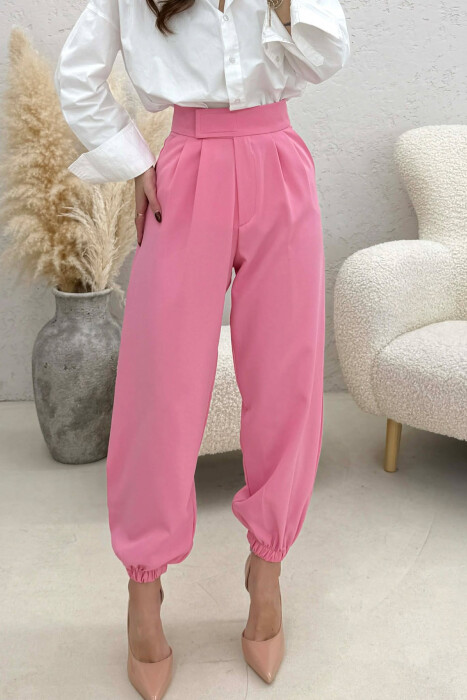 ONE COLOR SIMPLE WOMAN TROUSERS PINK/ROZE - 3