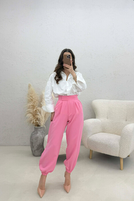 ONE COLOR SIMPLE WOMAN TROUSERS PINK/ROZE - 4