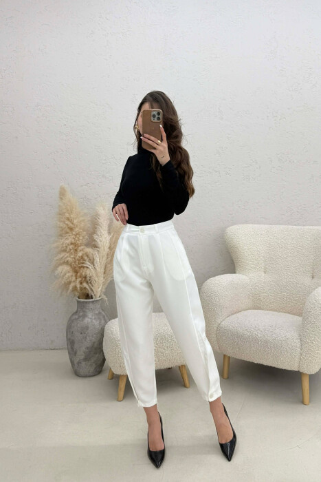 ONE COLOR SIMPLE WOMAN TROUSERS WHITE-E BARDHE 