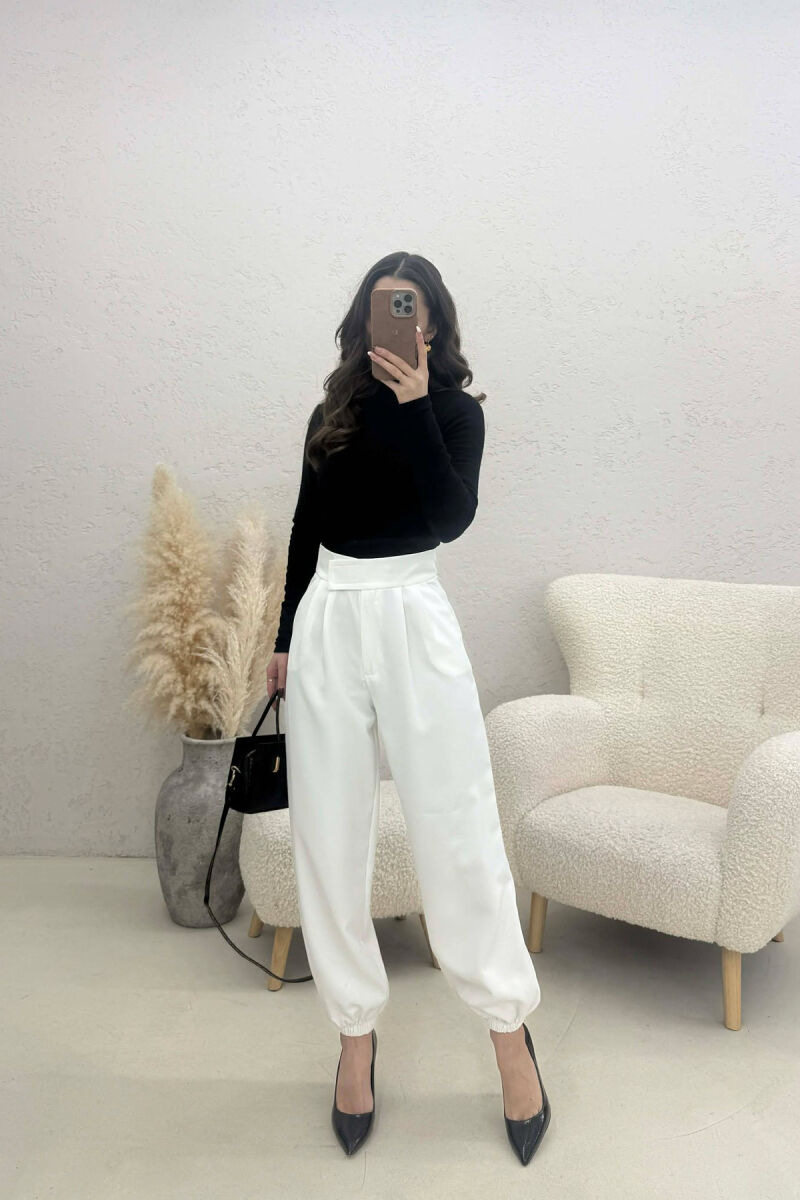 ONE COLOR SIMPLE WOMAN TROUSERS WHITE-E BARDHE - 1