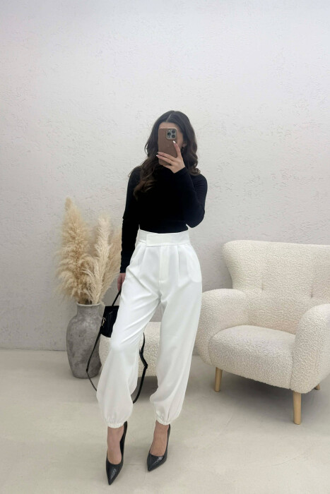 ONE COLOR SIMPLE WOMAN TROUSERS WHITE-E BARDHE - 2