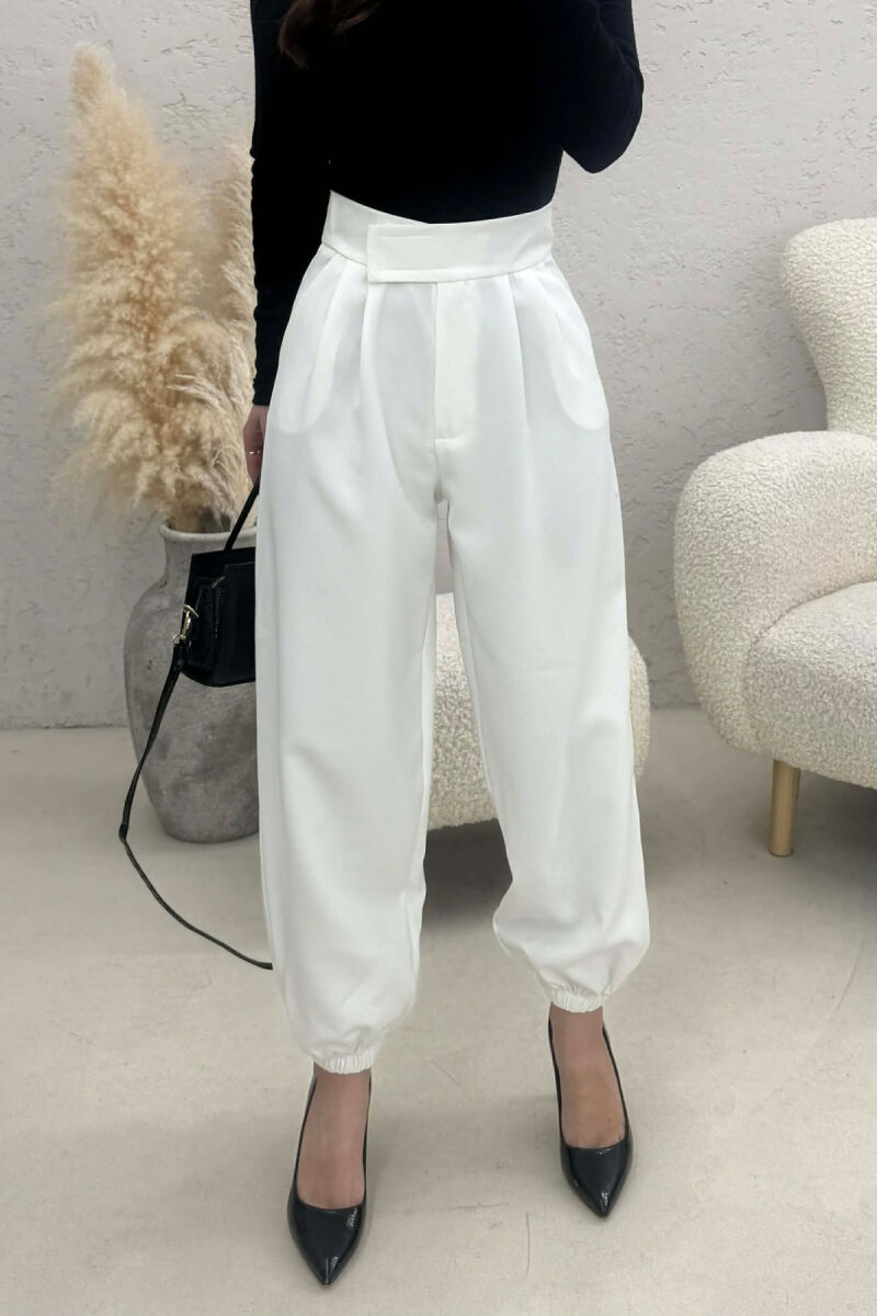 ONE COLOR SIMPLE WOMAN TROUSERS WHITE-E BARDHE - 3