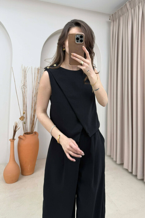 ONE COLOR SIMPLE WOMAN VEST BLACK/ E ZEZE - KLAUDIO FASHION