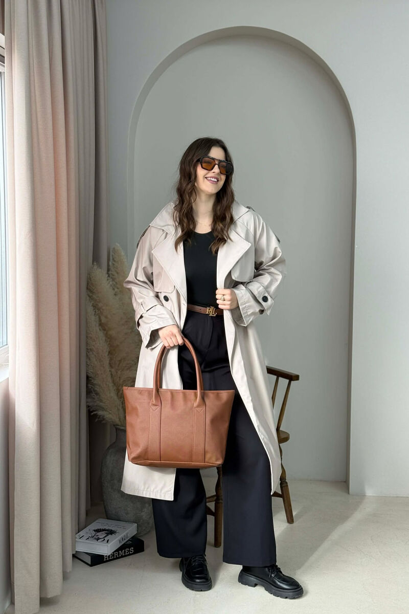 ONE COLOR SIMPLE WOMEN BAG BROWN/KAFE - 4