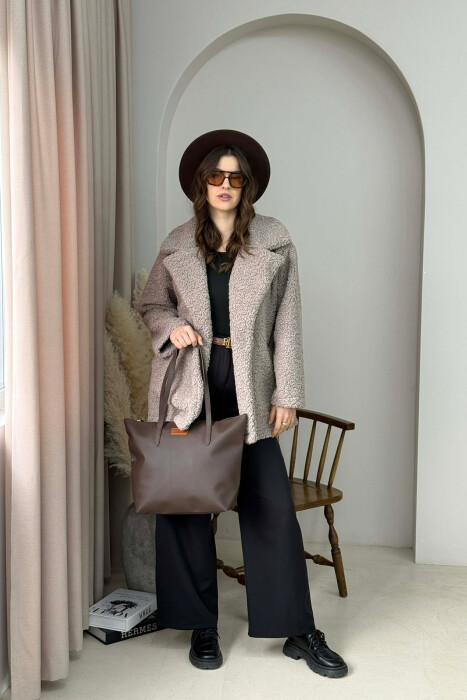 ONE COLOR SIMPLE WOMEN BAG BROWN/KAFE - 3