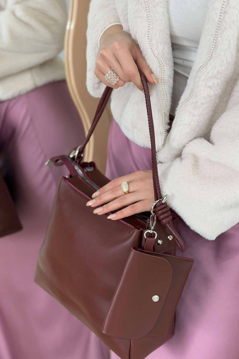 ONE COLOR SIMPLE WOMEN BAG BURGUNDY/VISHNJE - 1