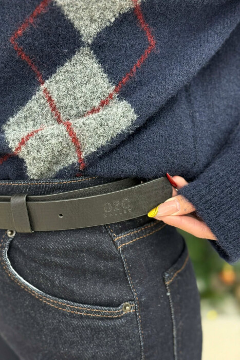 ONE COLOR SIMPLE WOMEN BELT BLACK+SILVER/ZEZE+ARGJEND - 3