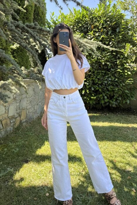 ONE COLOR SIMPLE WOMEN CROP TOP WHITE-E BARDHE - 2