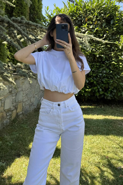 ONE COLOR SIMPLE WOMEN CROP TOP WHITE-E BARDHE - 3