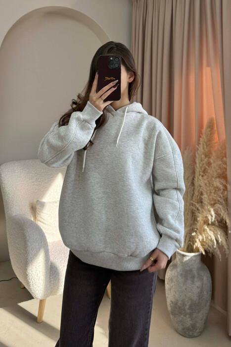ONE COLOR SIMPLE WOMEN HOODIE GREY-GREY/GG 