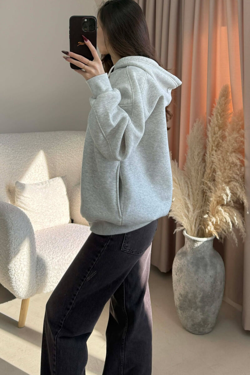 ONE COLOR SIMPLE WOMEN HOODIE GREY-GREY/GG - 3