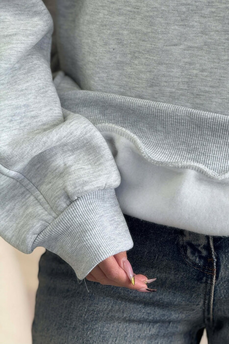 ONE COLOR SIMPLE WOMEN HOODIE GREY/GRI - 4