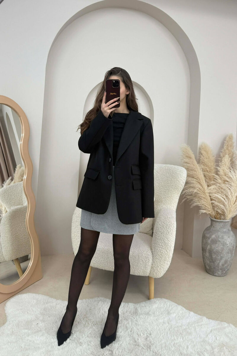 ONE COLOR SIMPLE WOMEN JACKET BLACK/ E ZEZE - 1