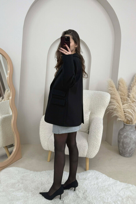 ONE COLOR SIMPLE WOMEN JACKET BLACK/ E ZEZE - 2