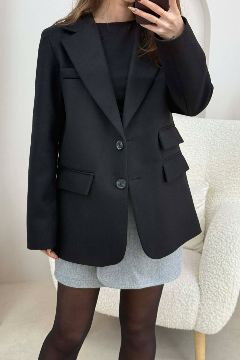 ONE COLOR SIMPLE WOMEN JACKET BLACK/ E ZEZE - 3