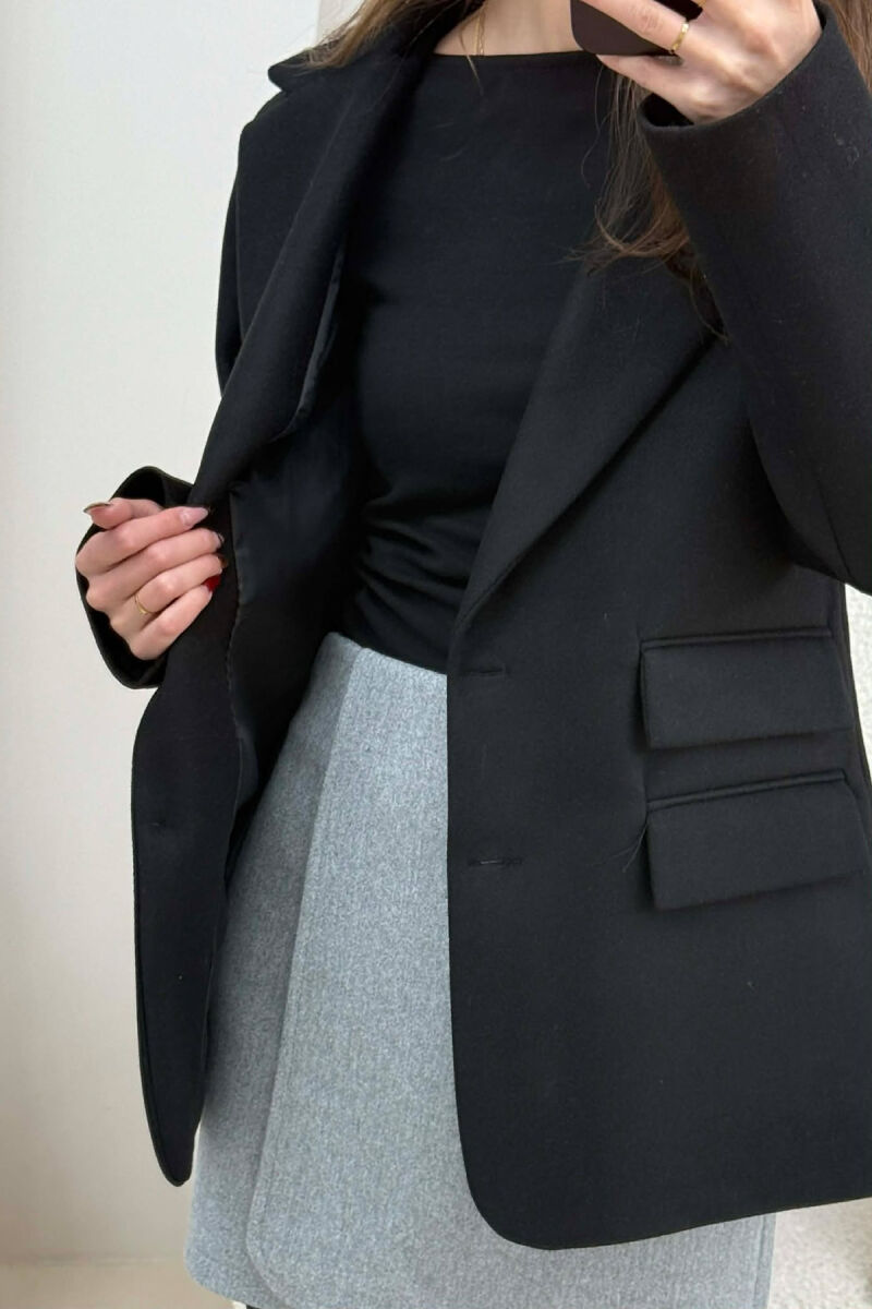 ONE COLOR SIMPLE WOMEN JACKET BLACK/ E ZEZE - 4