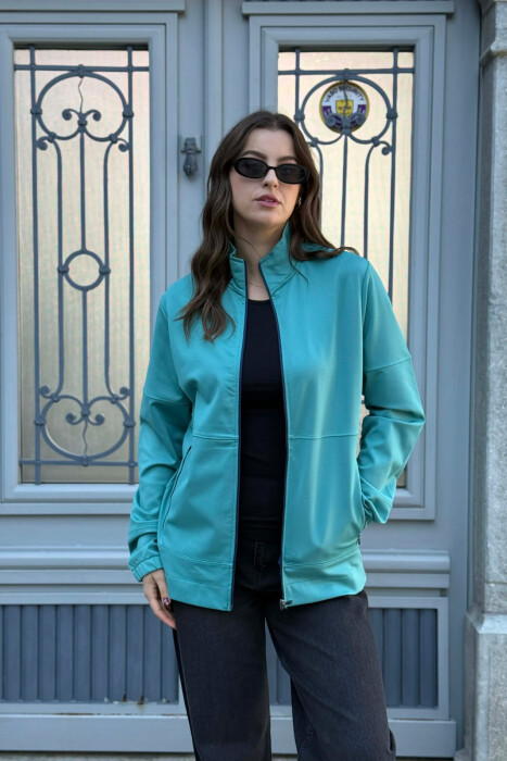 ONE COLOR SIMPLE WOMEN JACKET BLUE STONE/GK - 2