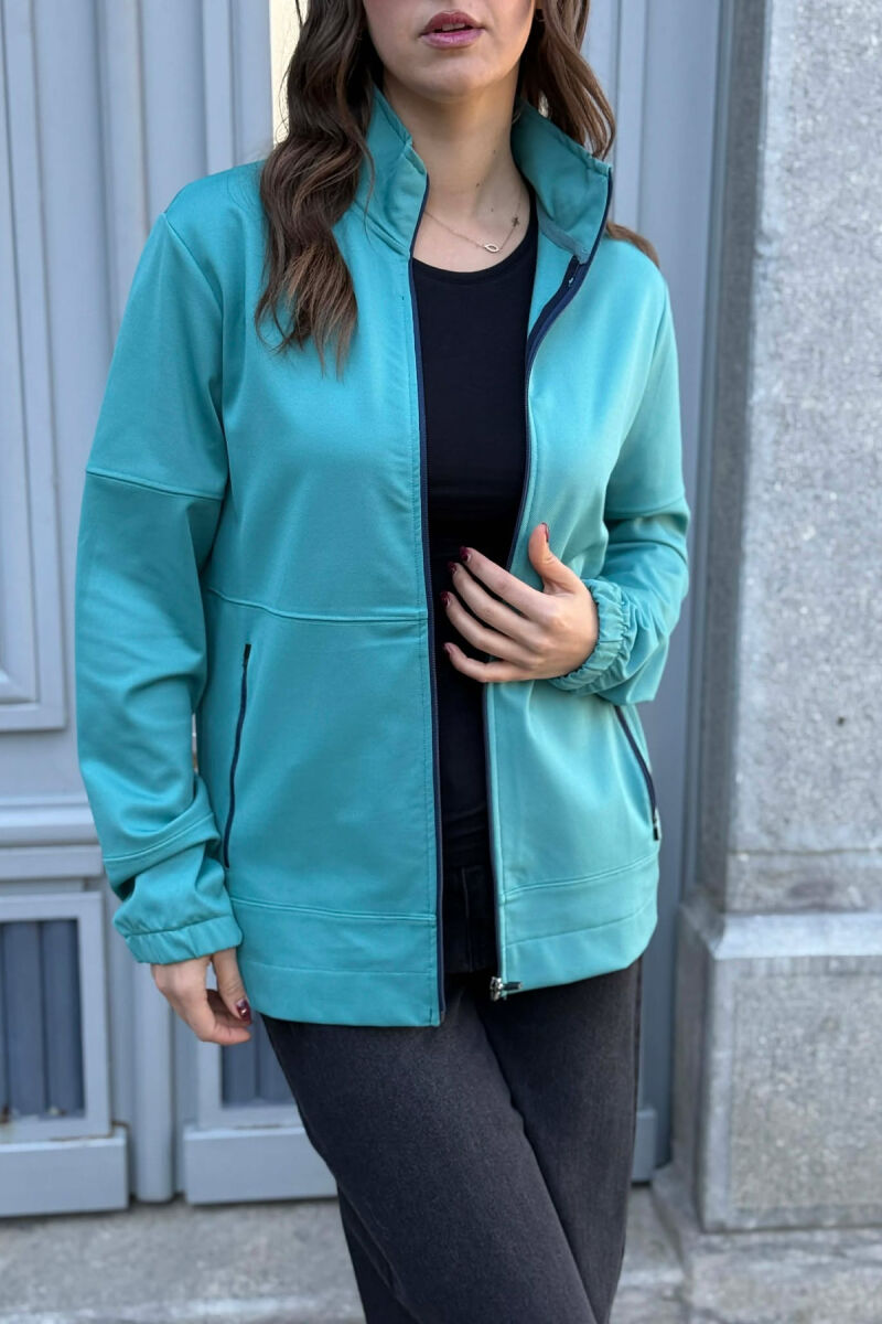 ONE COLOR SIMPLE WOMEN JACKET BLUE STONE/GK - 5